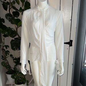 Clocolor White Sheer Tie-Neck Women's Blouse Jacket NWOT Med